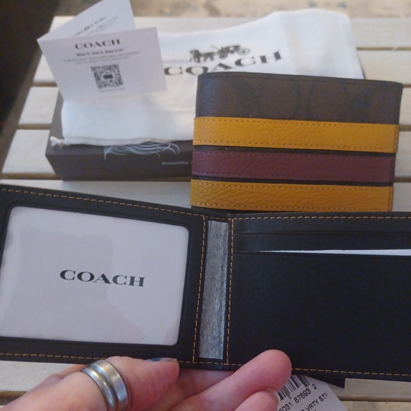 COACH MENS NWT 3 IN 1 Pebbled leather WALLET WITH DUST BAG - Picture 7 of 11